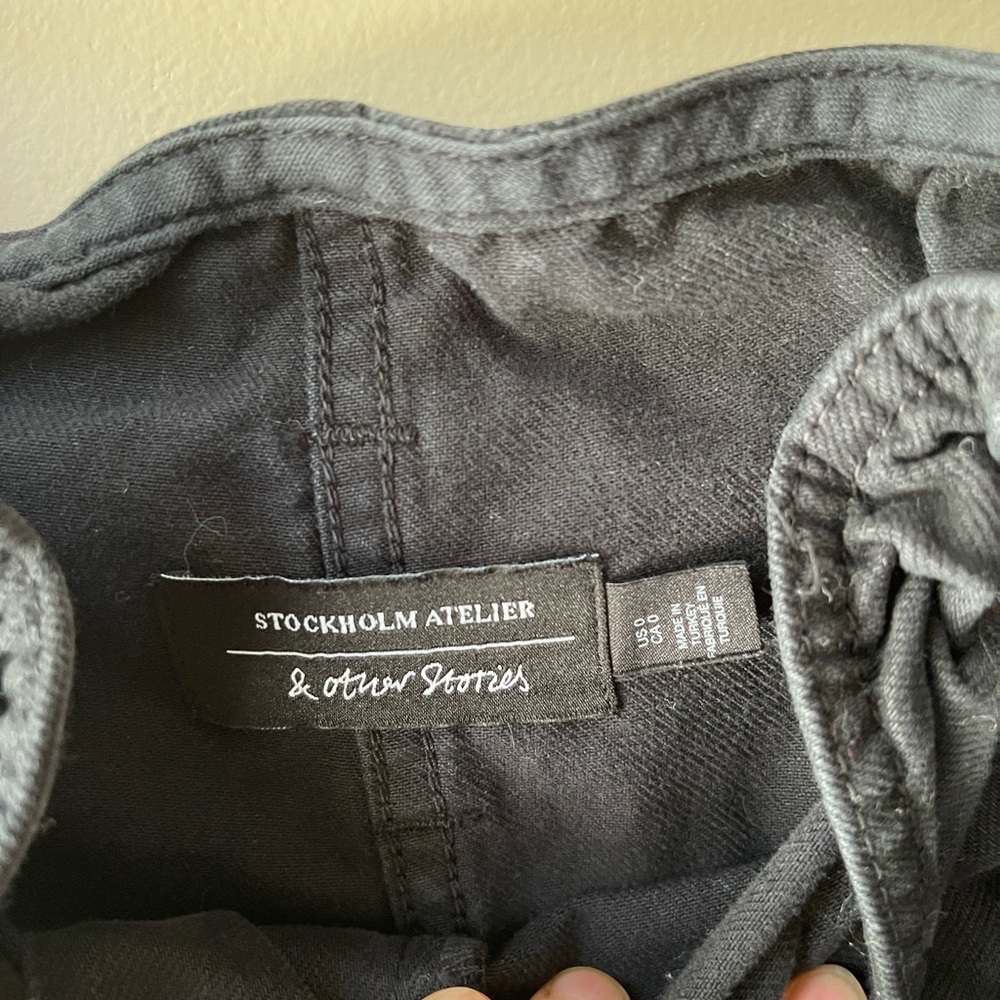 & Other Stories Black Paperbag Waist Jeans High Waist Size 0 - Picture 3 of 3